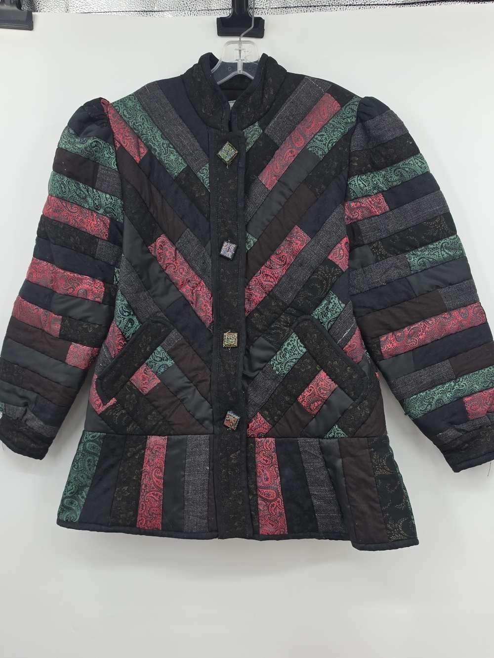 Elena Pelevina Quilted Russian Folk Jacket Coat Womens 1980s Vintage Size M
